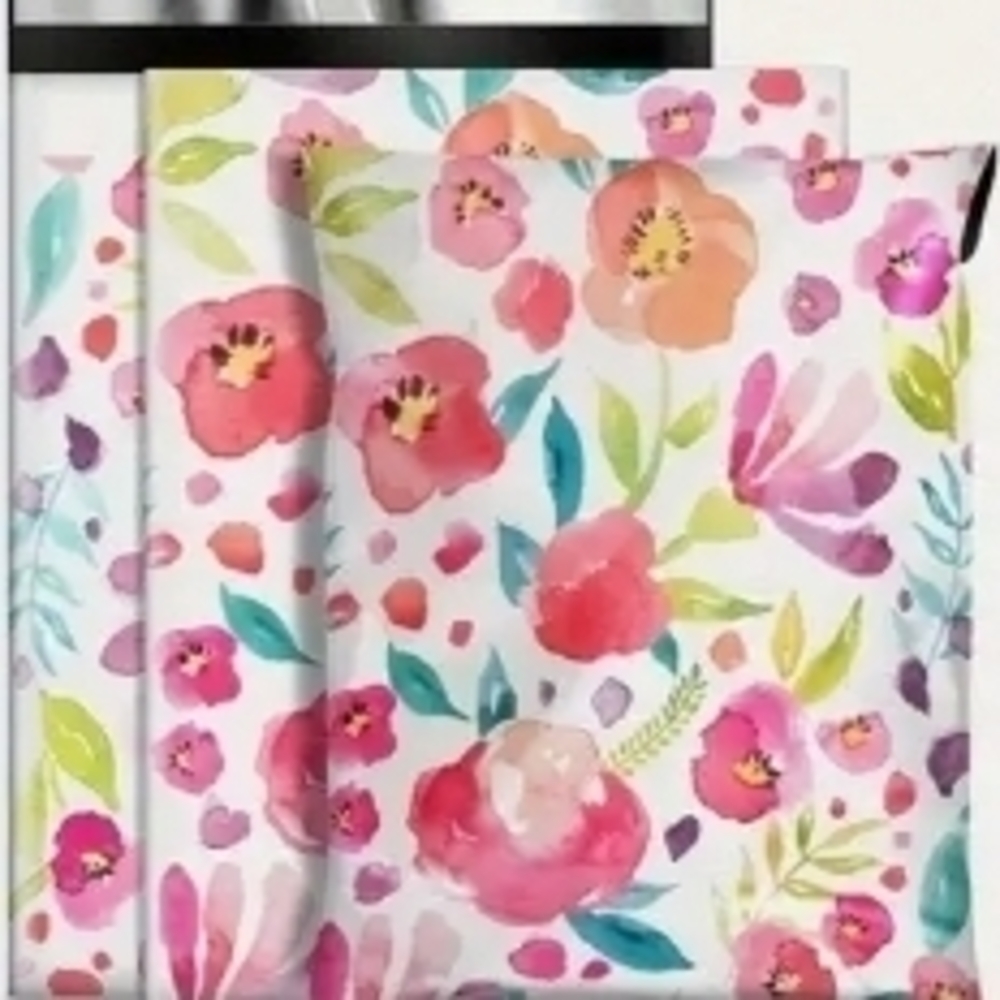 10"x13" Floral Watercolor Poly Mailers Pack Of 10
